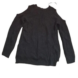 Lily Morgan black  cold shoulder ribbed long sleeve sweater Sz M